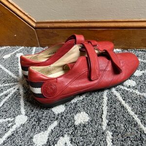 BALLY ADWELL Designer Men’s Red Leather Loafer Sneakers with Velcro Straps